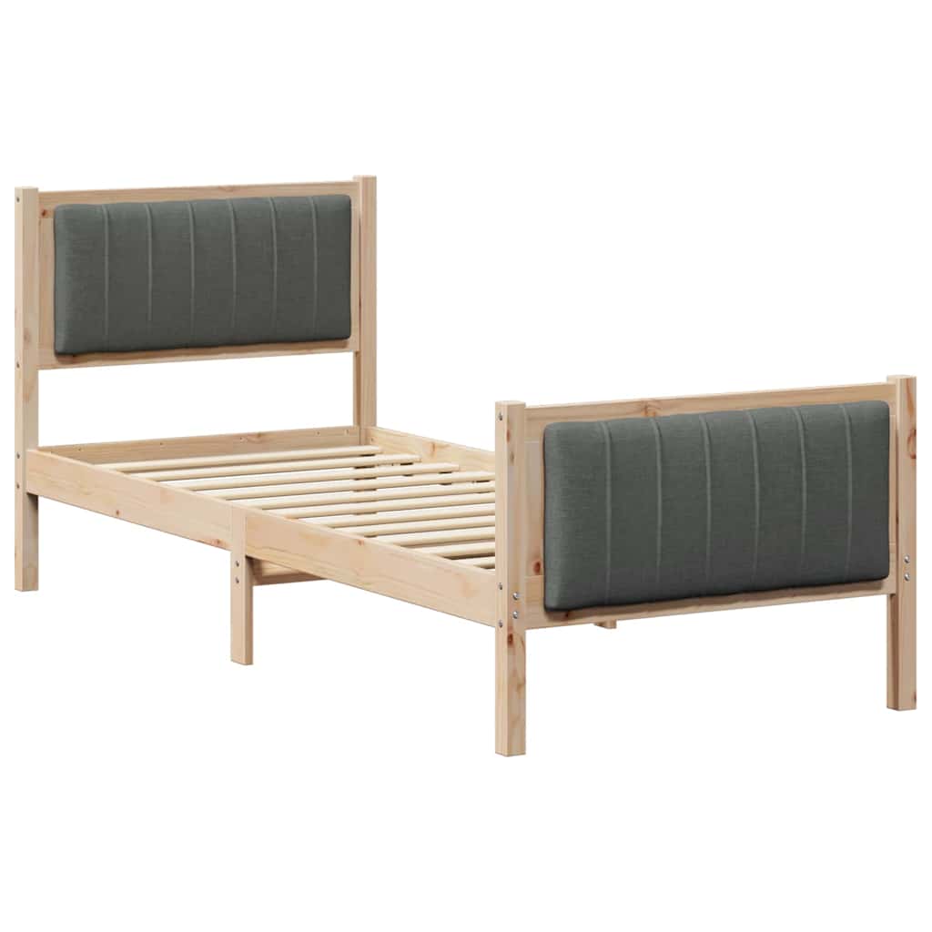 Estrutura da cama castanho e cinzento-escuro 75 x 190 cm