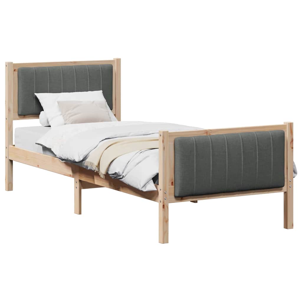 Estrutura da cama castanho e cinzento-escuro 75 x 190 cm