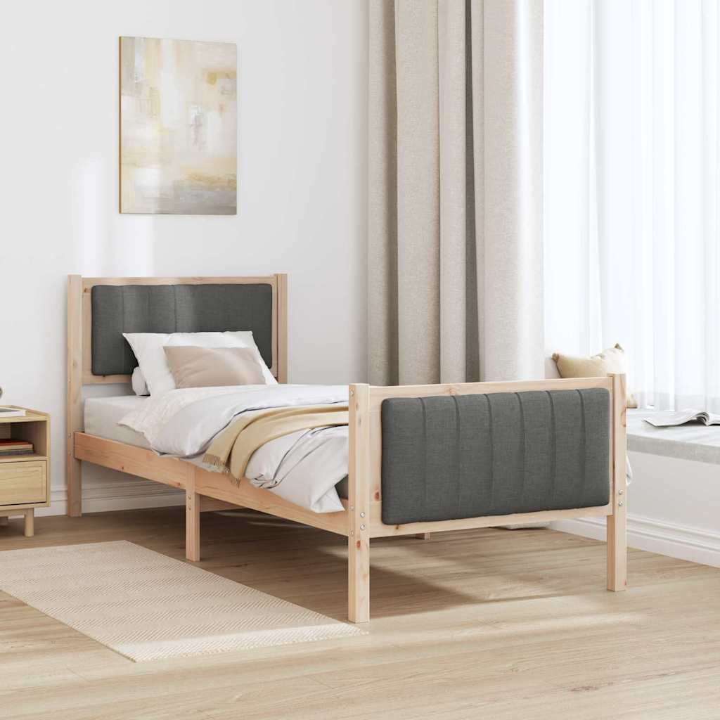 Estrutura da cama castanho e cinzento-escuro 75 x 190 cm