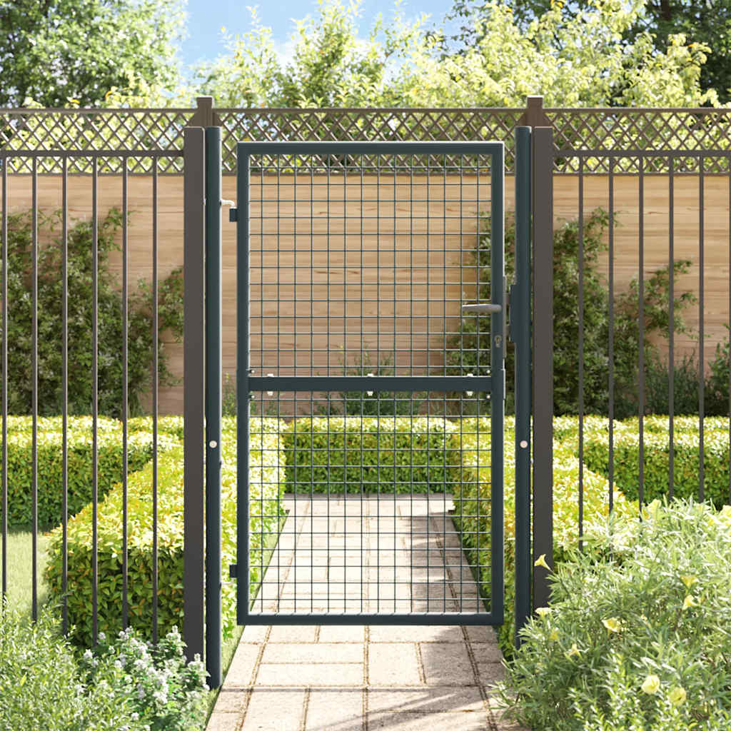 Portão de jardim em tela de aço galvanizado 100x150 cm cinza