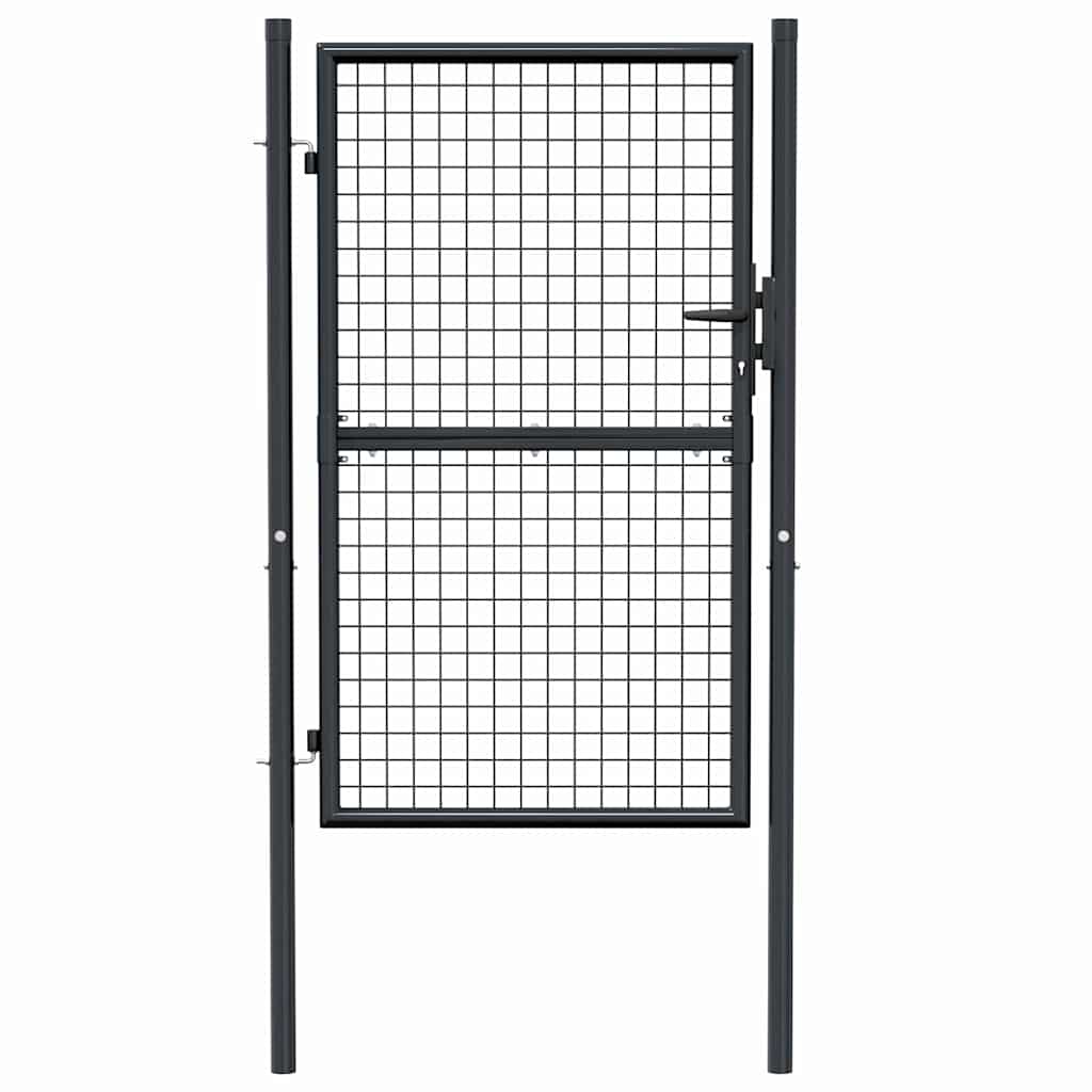 Portão de jardim em tela de aço galvanizado 100x150 cm cinza