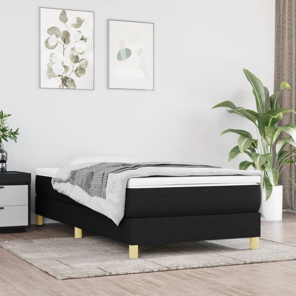 Estrutura de cama com molas 90x190 cm tecido preto