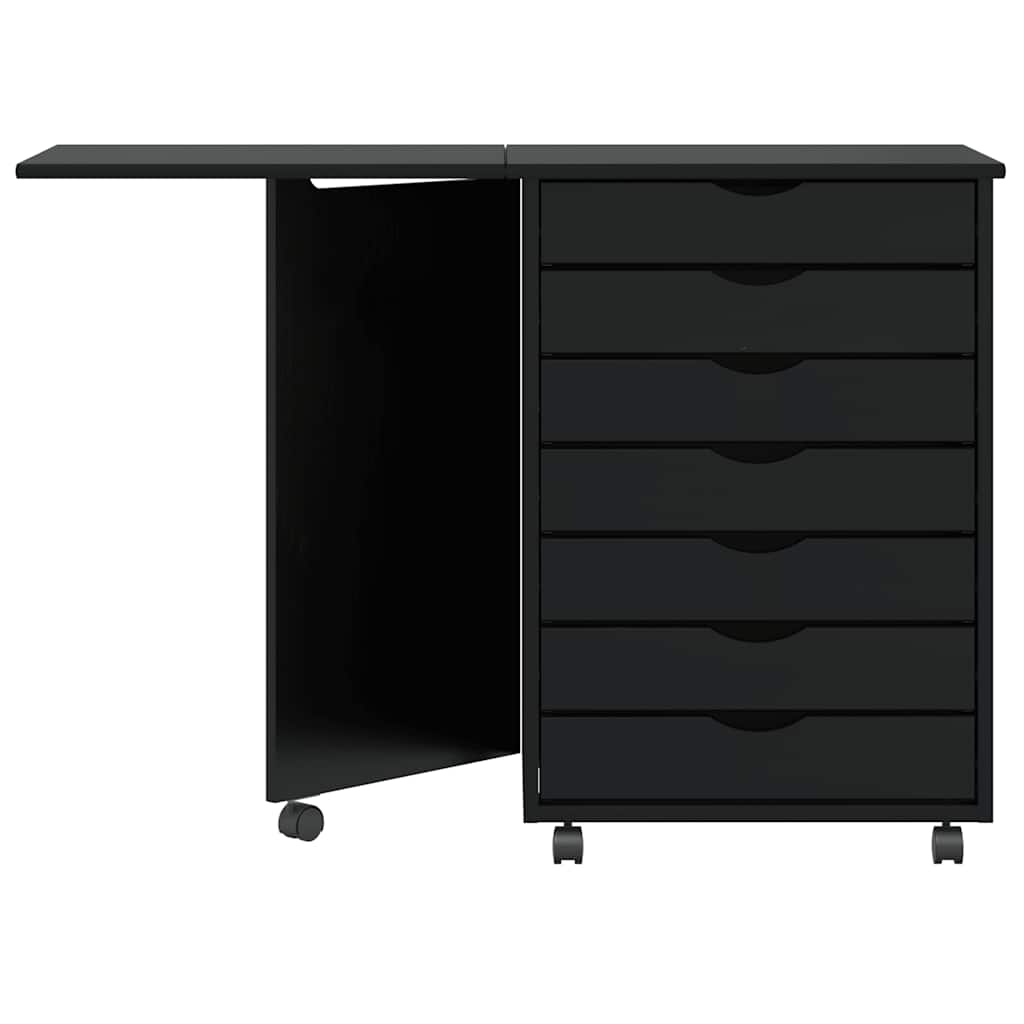 Armário de rolamento com mesa moss madeira pinho maciça preto