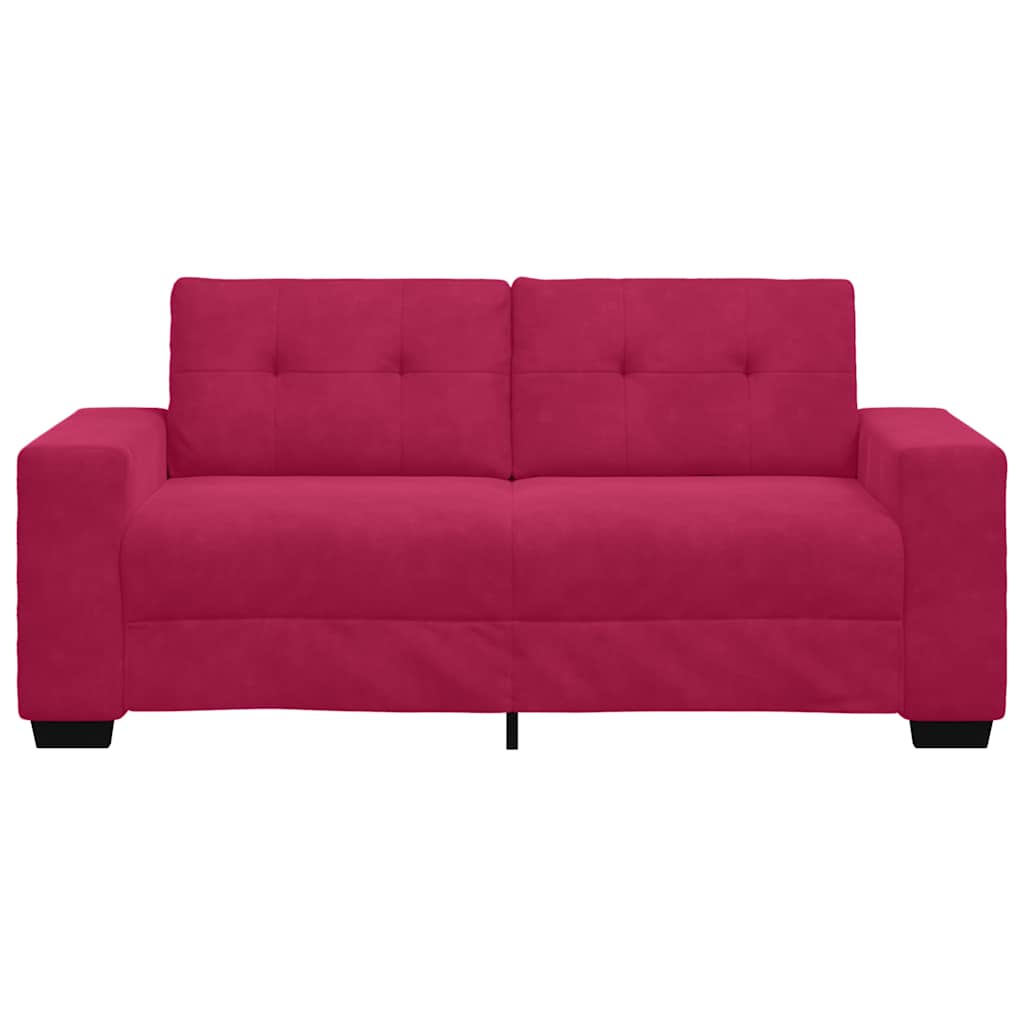 Sofá de dois lugares, vermelho vinho, 180x77x82 cm, veludo