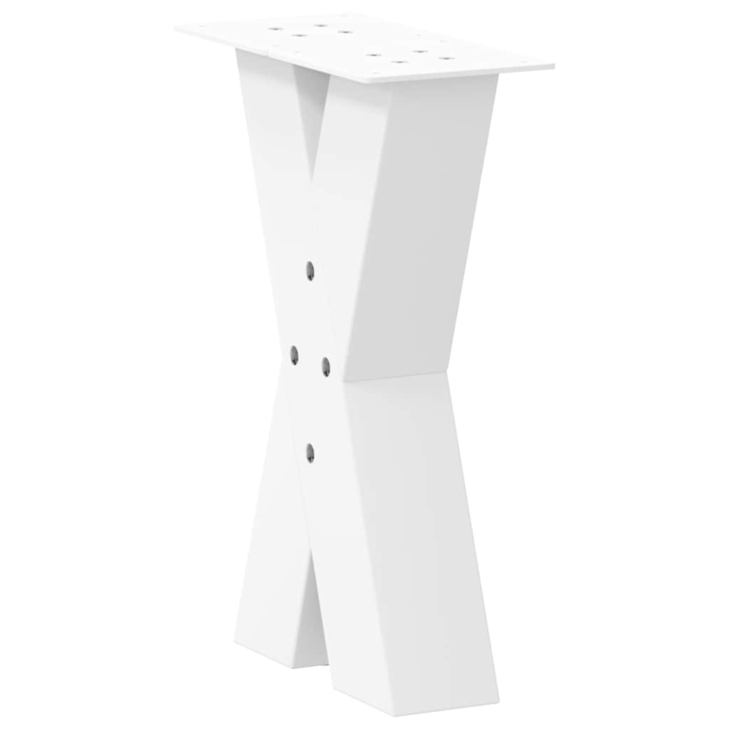 Pés para mesa de centro em formato de x, 2 peças, branco, 38x(42-43) cm, aço