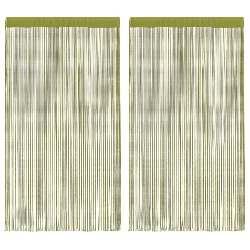 Cortinas de fios 2 pcs 100x250 cm verde