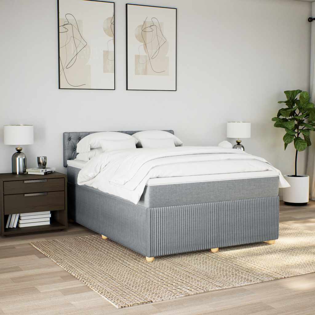 Cama com molas/colchão 140x200 cm tecido cinzento-claro