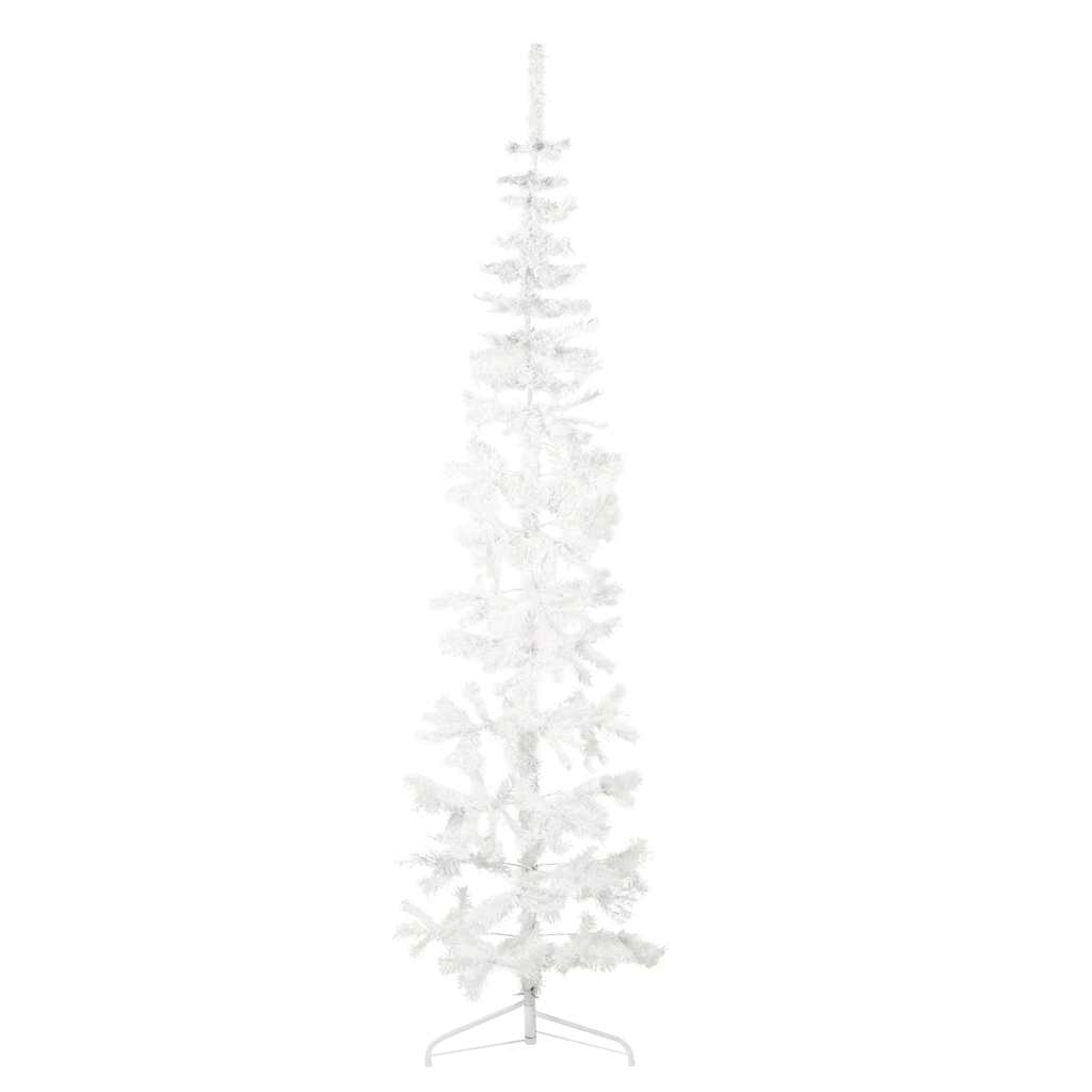 Meia árvore de natal fina com suporte 240 cm branco