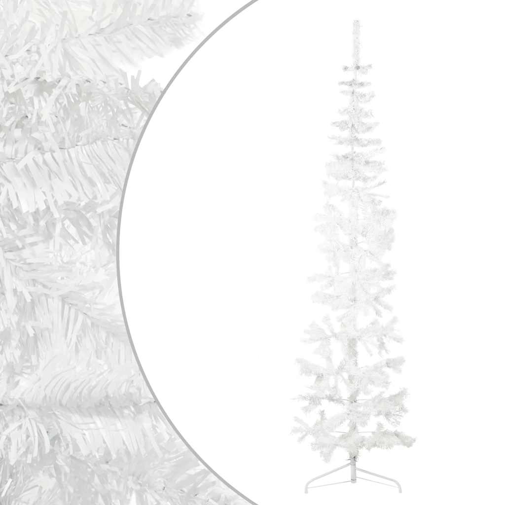 Meia árvore de natal fina com suporte 240 cm branco
