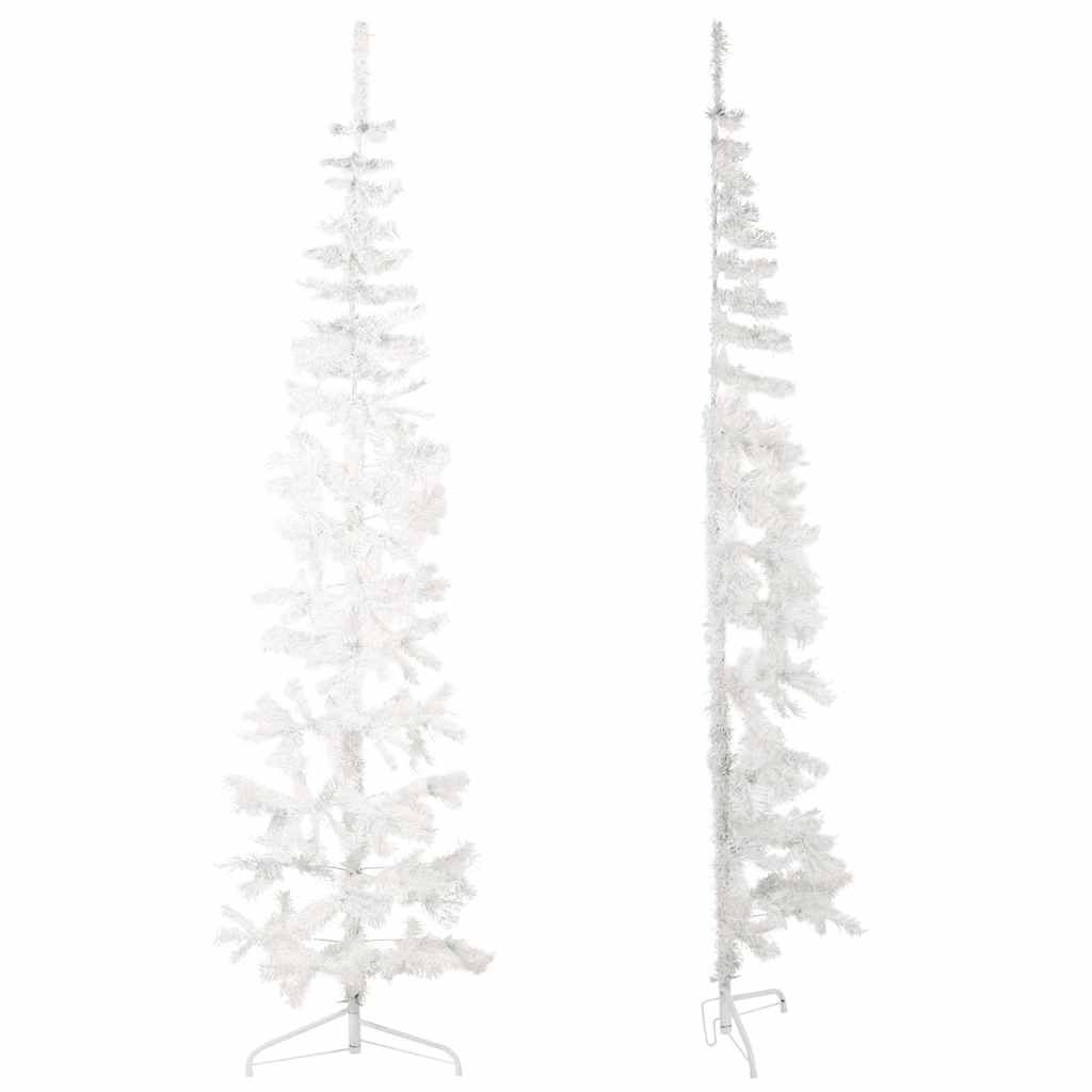 Meia árvore de natal fina com suporte 240 cm branco