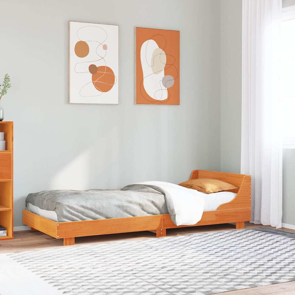 Cama sem colchão 90x190 cm madeira de pinho maciça castanho-mel