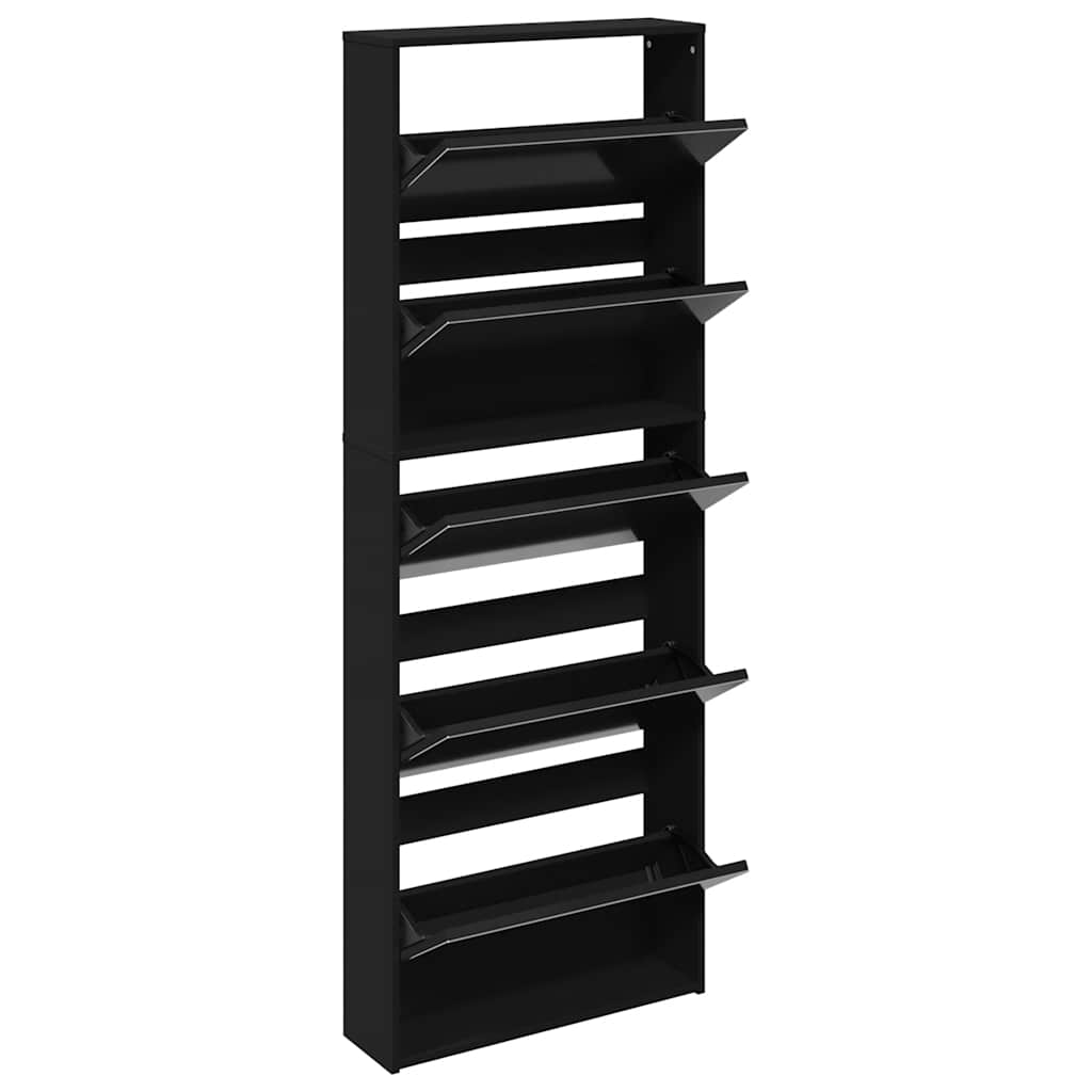 Sapateira com espelho de 5 divisórias 63x17x169,5 cm preto
