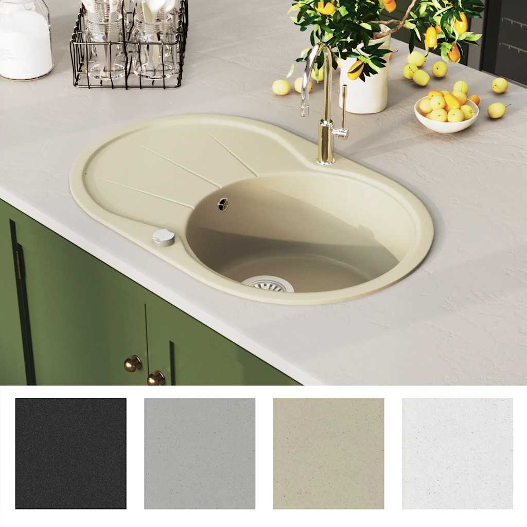 Lava-louça com 1 cuba oval granito bege