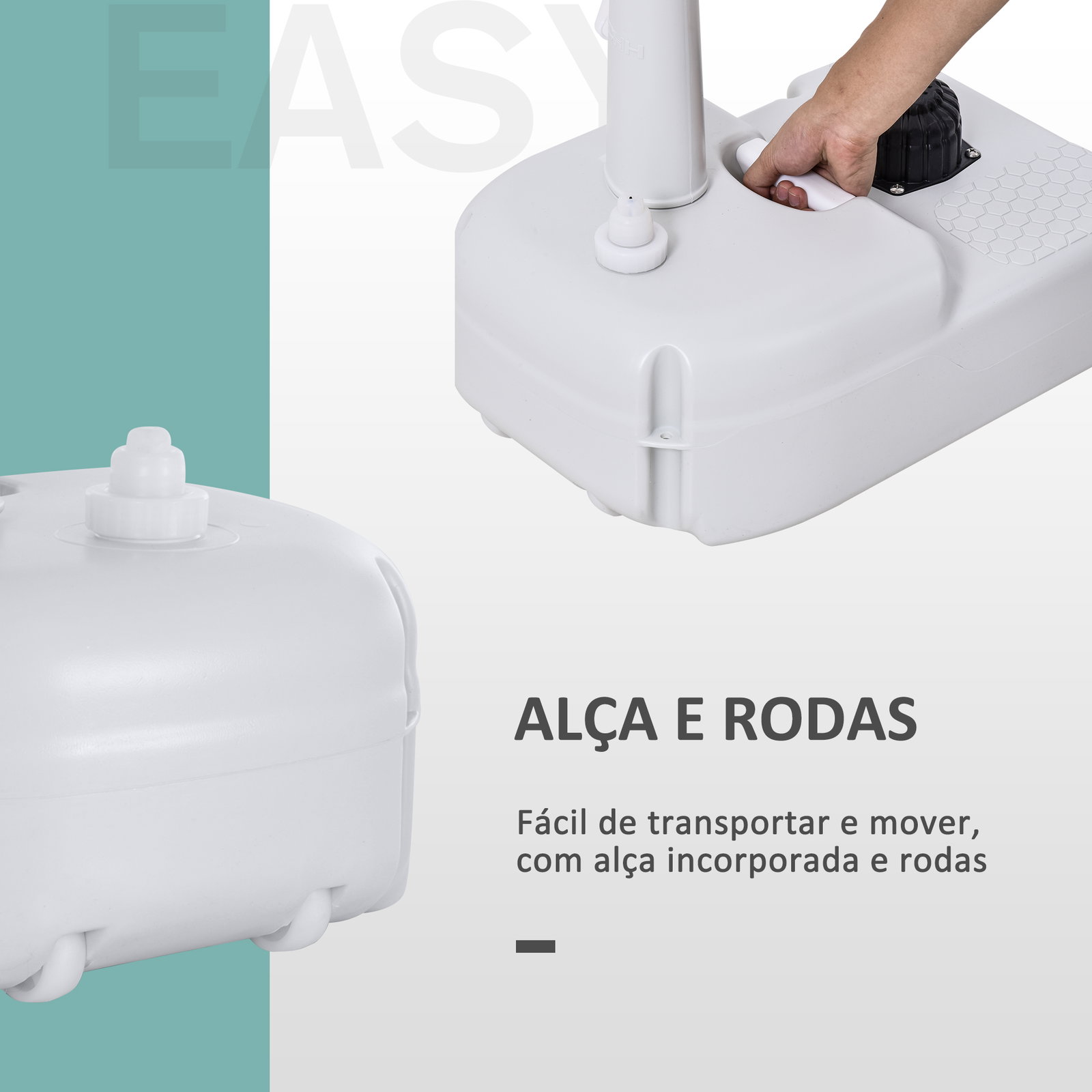 Lavatório portátil para campismo com depósito de água de 17l dispensador de sabão e 2 rodas 51x33,5x103 cm cinza claro