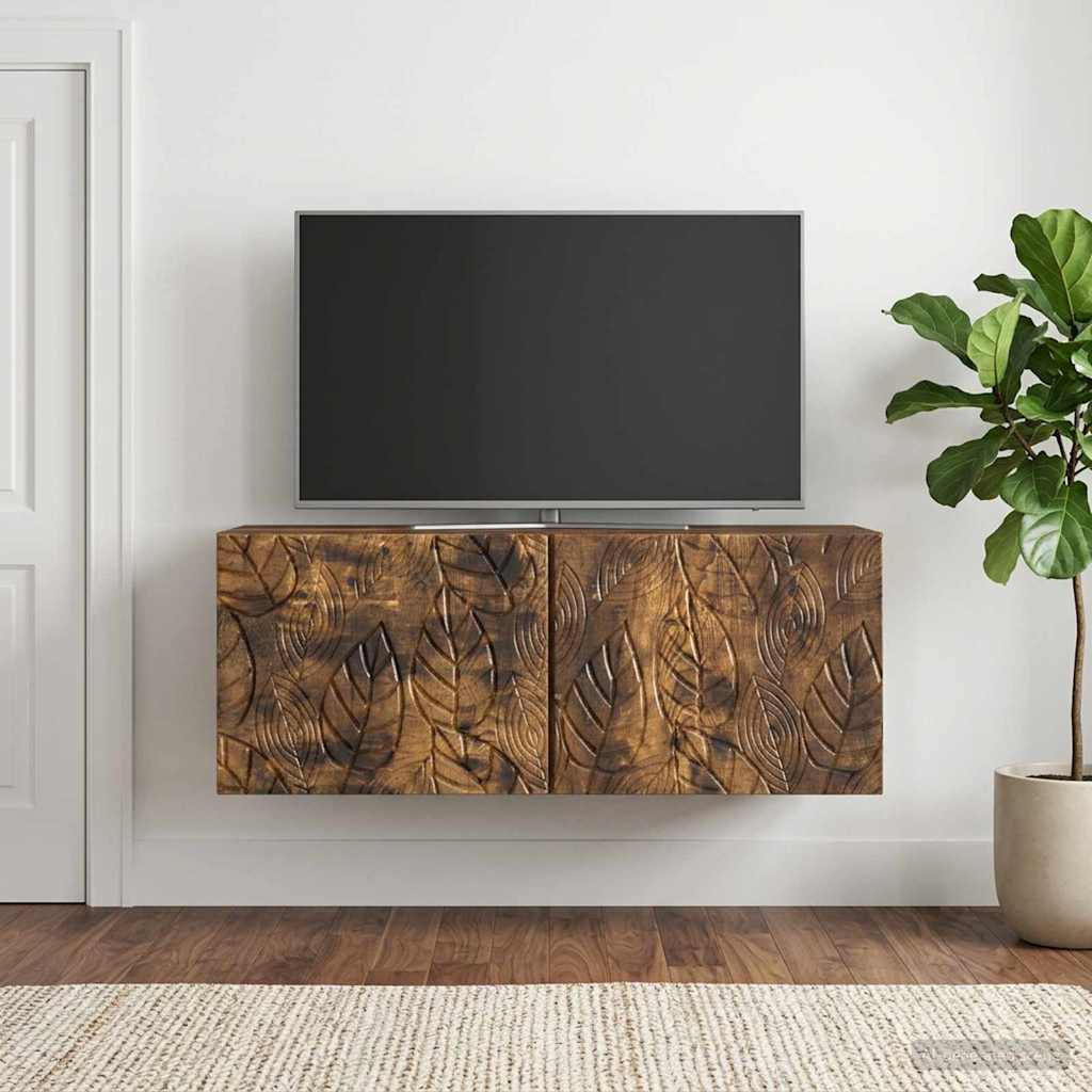 Gabinete de TV de parede 98 x 31 cm carvalho fumado