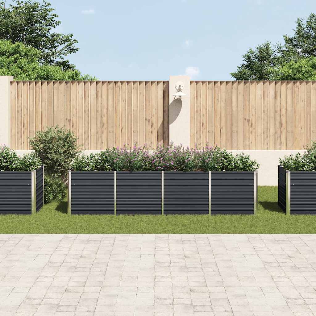 Canteiro elevado jardim aço galvanizado 320x80x77 cm antracite