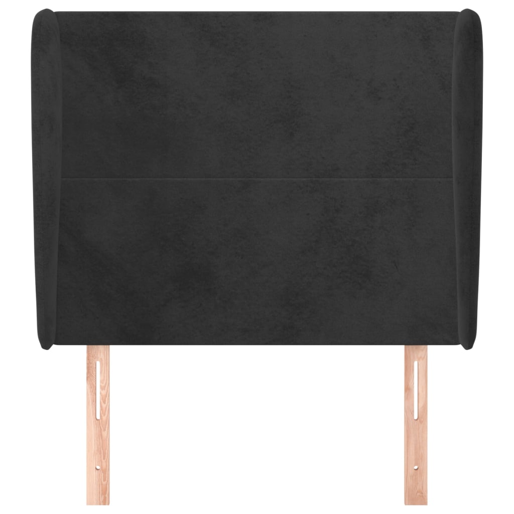 Cabeceira de cama c/ abas veludo 83x23x118/128 cm preto