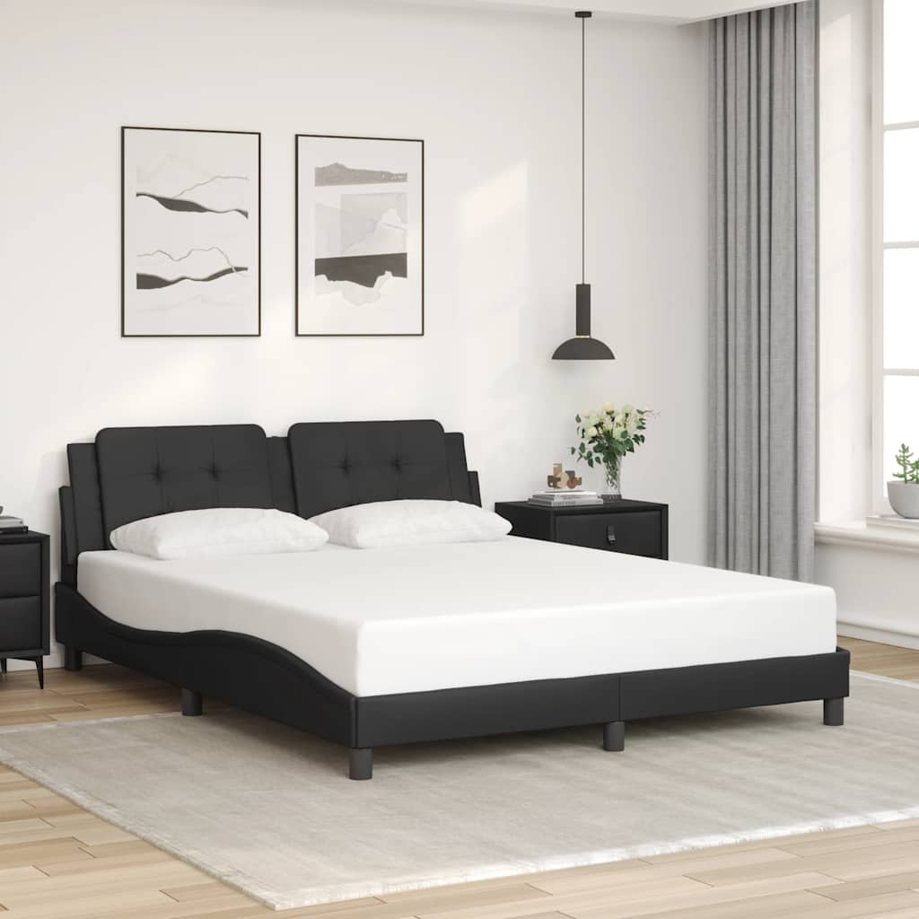 Estrutura de cama sem colchão zadar 160x200 cm couro artificial preto