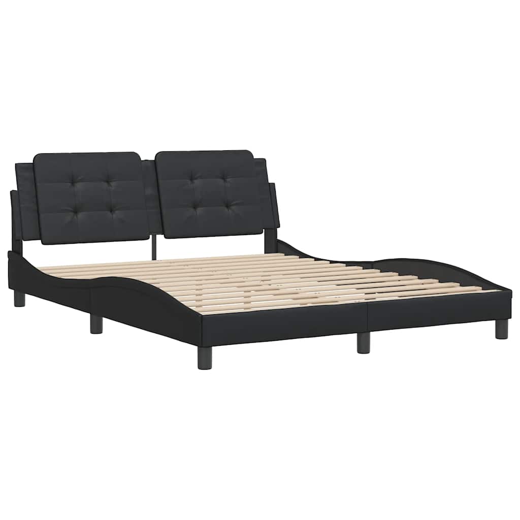 Estrutura de cama sem colchão zadar 160x200 cm couro artificial preto