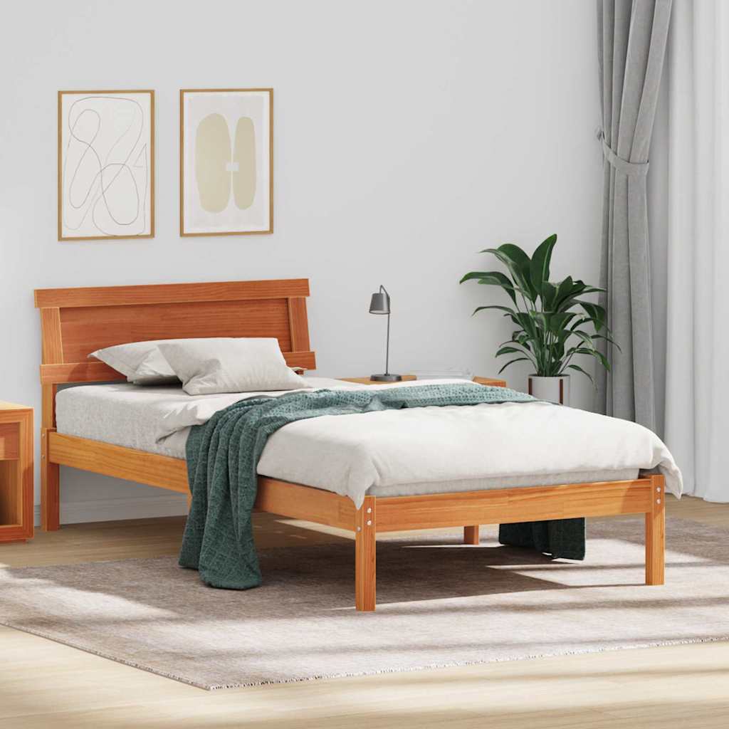 Estrutura da cama com cabeceira marrom cera 80 x 200 cm