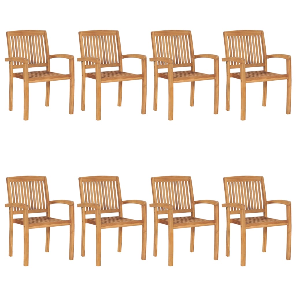 Cadeiras de jardim empiháveis c/ almofadões 8 pcs teca maciça