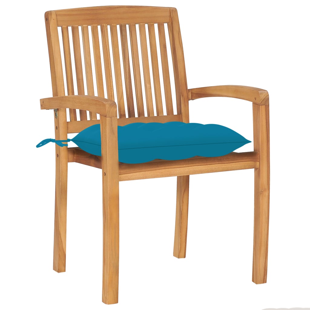 Cadeiras de jardim empiháveis c/ almofadões 8 pcs teca maciça