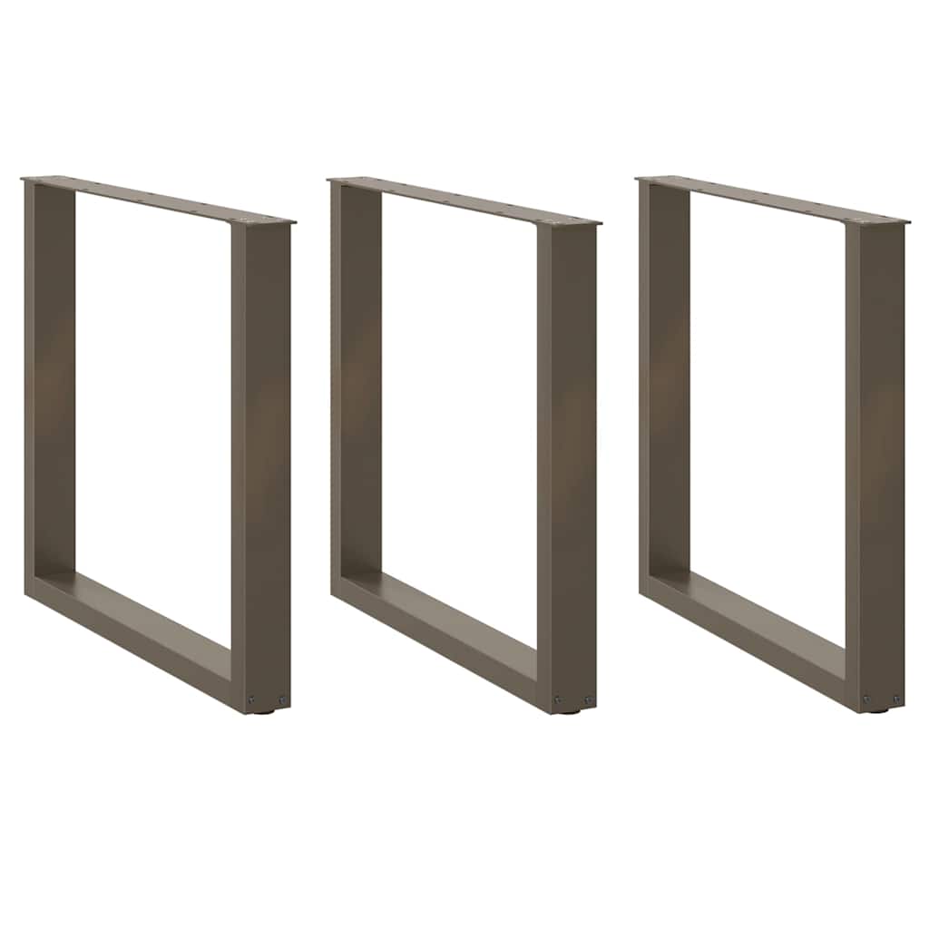 Pés para mesa de jantar em formato de u, 3 peças, aço natural, 90x(72-73) cm, aço