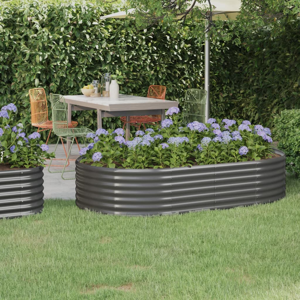 Canteiro elevado jardim 175x100x36 aço galvanizado cinzento