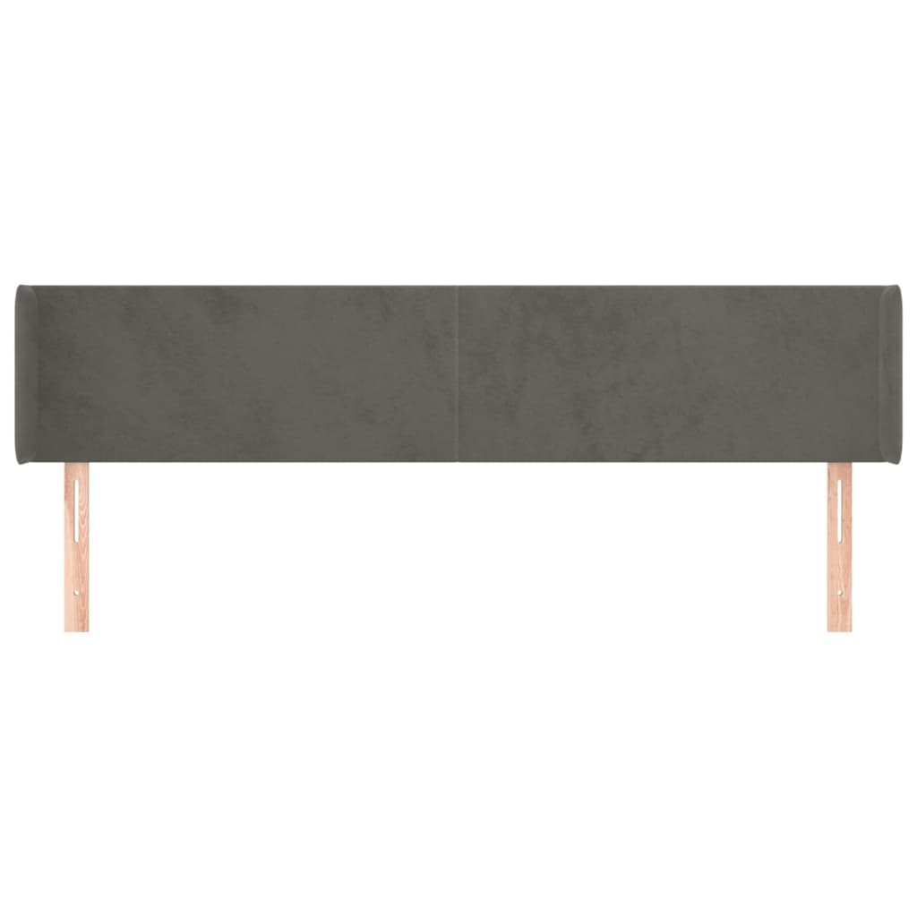 Cabeceira de cama c/ abas veludo 163x16x78/88cm cinzento-escuro