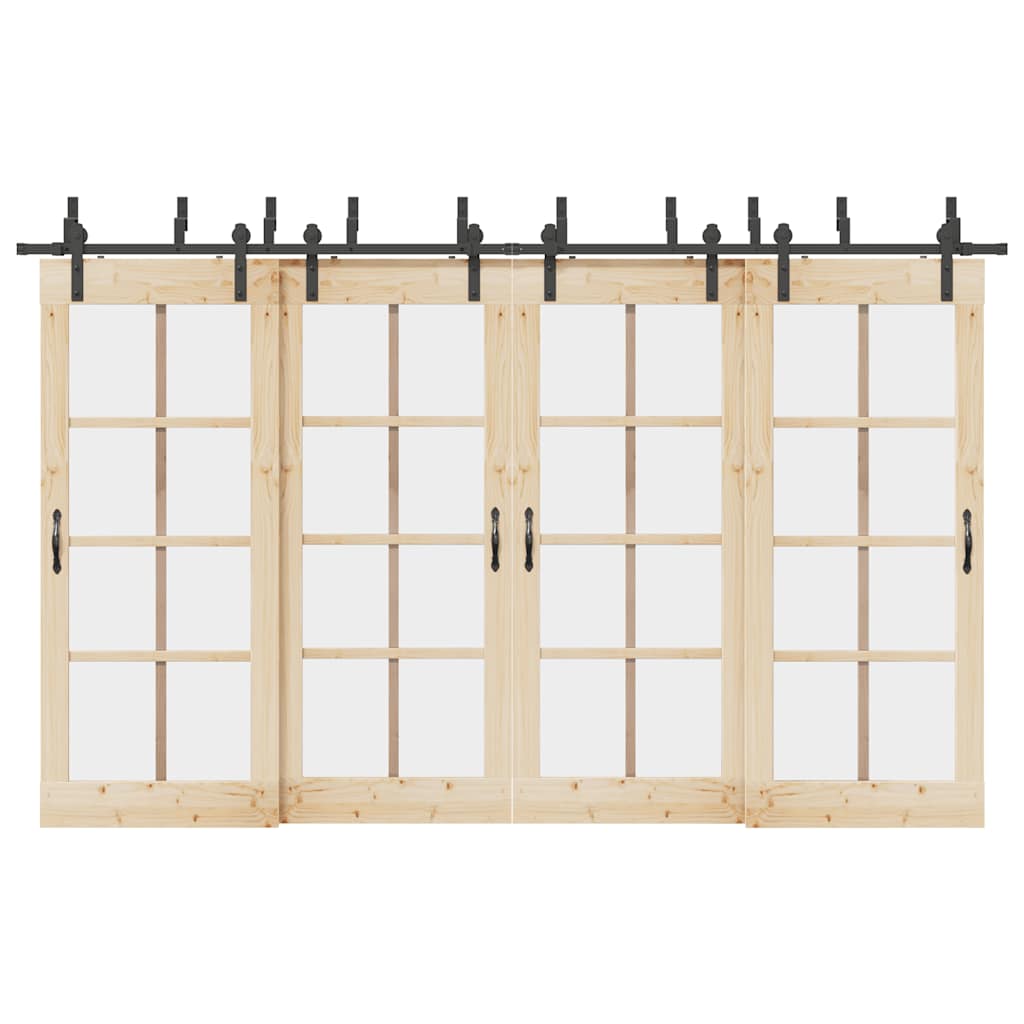 Kit de ferragens para porta deslizante 366 cm aço preto