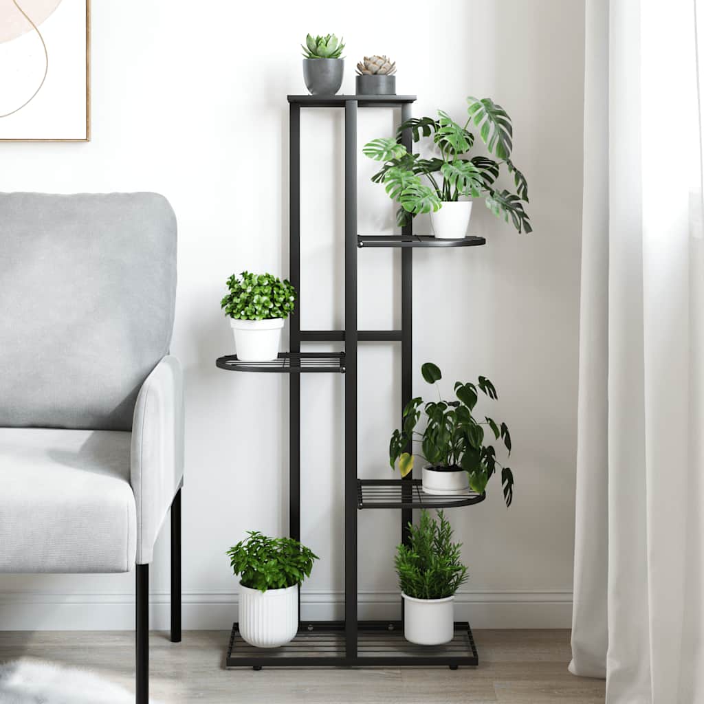 Suporte de vasos c/ 5 prateleiras 43x22x98 cm metal preto