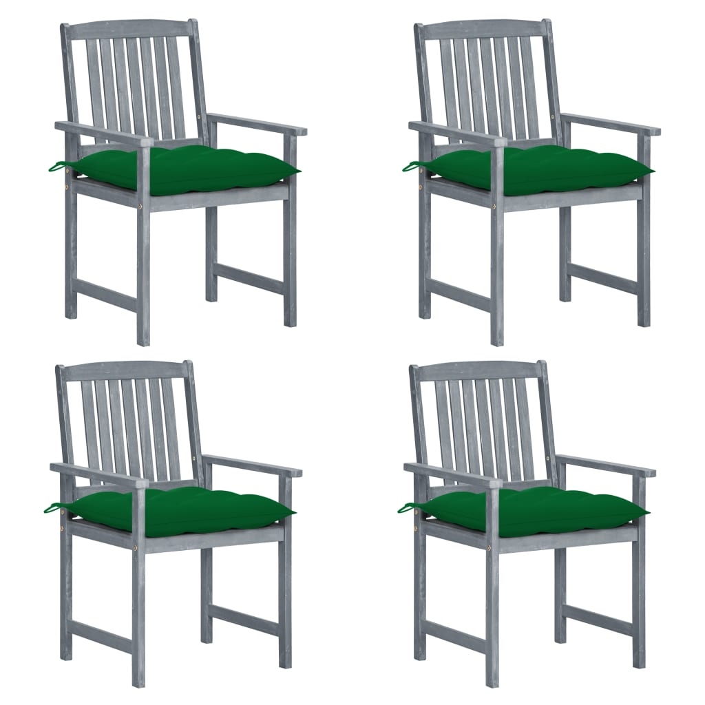 Cadeiras de jardim com almofadões 4 pcs acácia maciça cinza