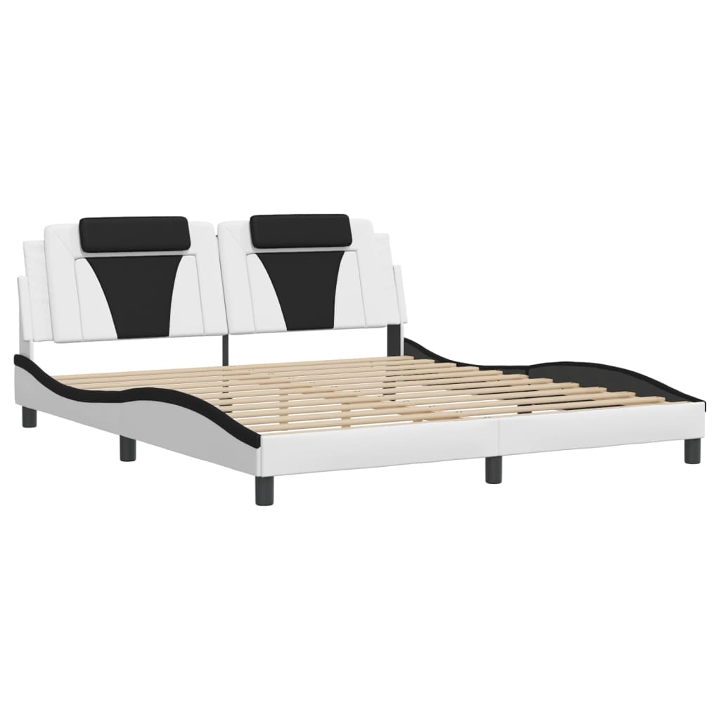 Estrutura de cama viana com LED sem colchão 180x200cm branco/preto