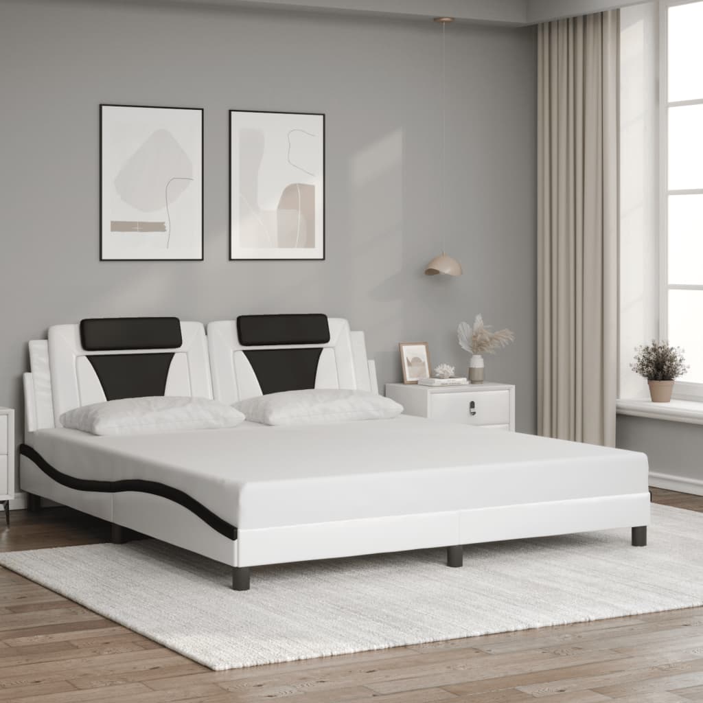 Estrutura de cama viana com LED sem colchão 180x200cm branco/preto