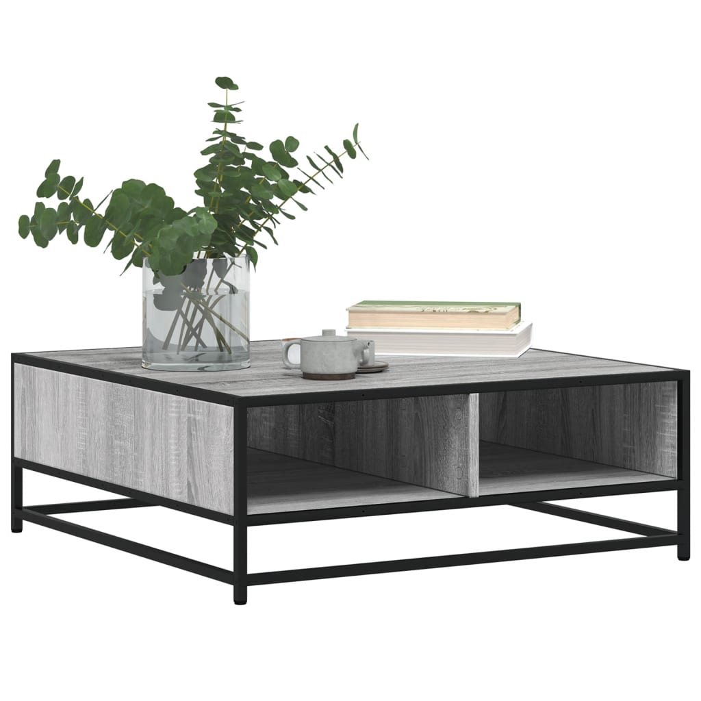 Mesa de centro 80x80x30 cm deriv. madeira/metal cinzento sonoma