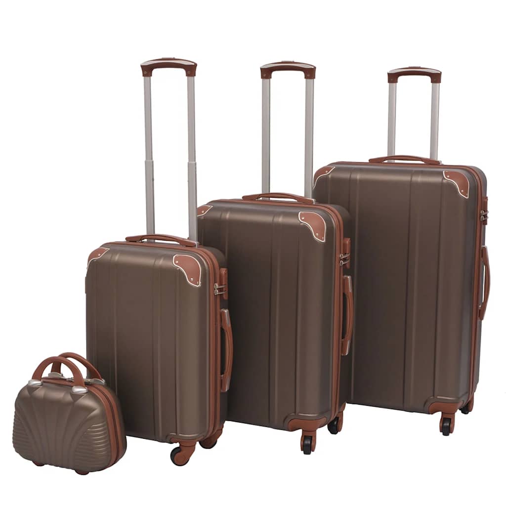 Conjunto de tróleis em estojo rígido 4 pcs cor café