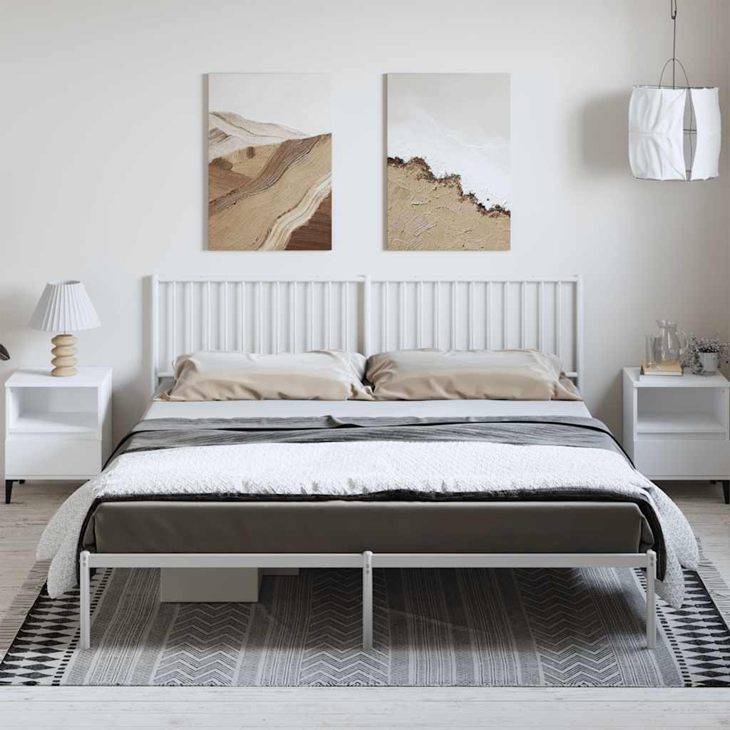 Estrutura de cama com cabeceira 183x213 cm metal branco