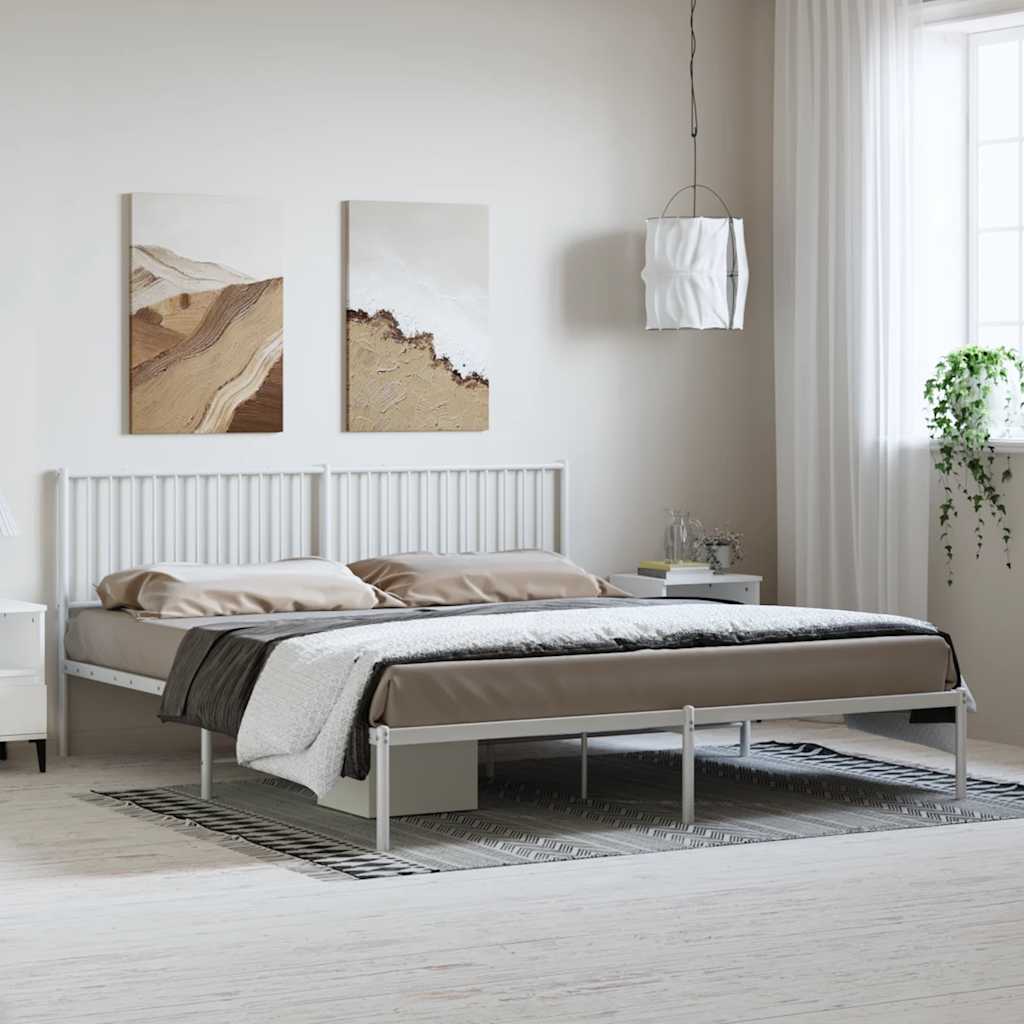 Estrutura de cama com cabeceira 183x213 cm metal branco