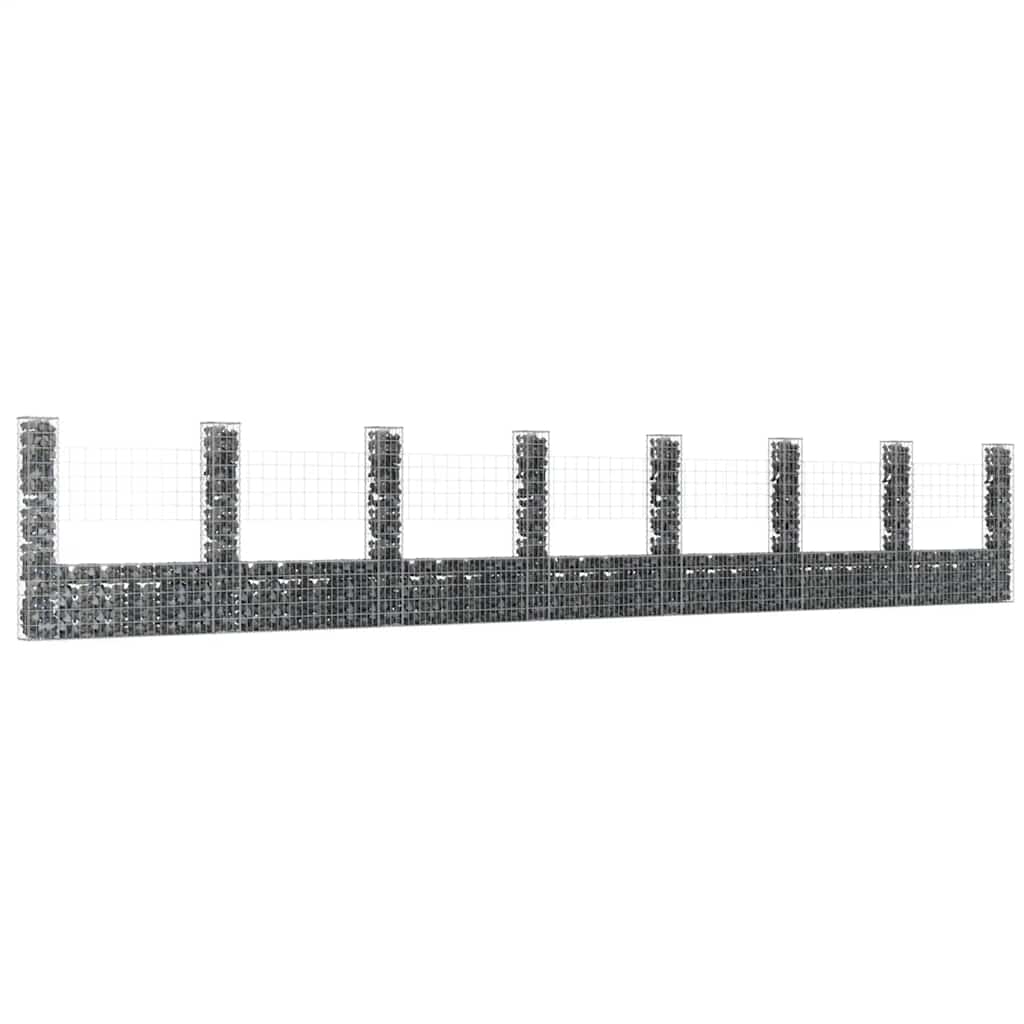 Cesto gabião em forma de u c/ 8 postes 860x20x150 cm ferro