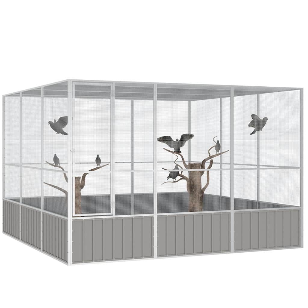Gaiola p/ pássaros 302,5x324,5x211,5cm aço galvanizado cinzento