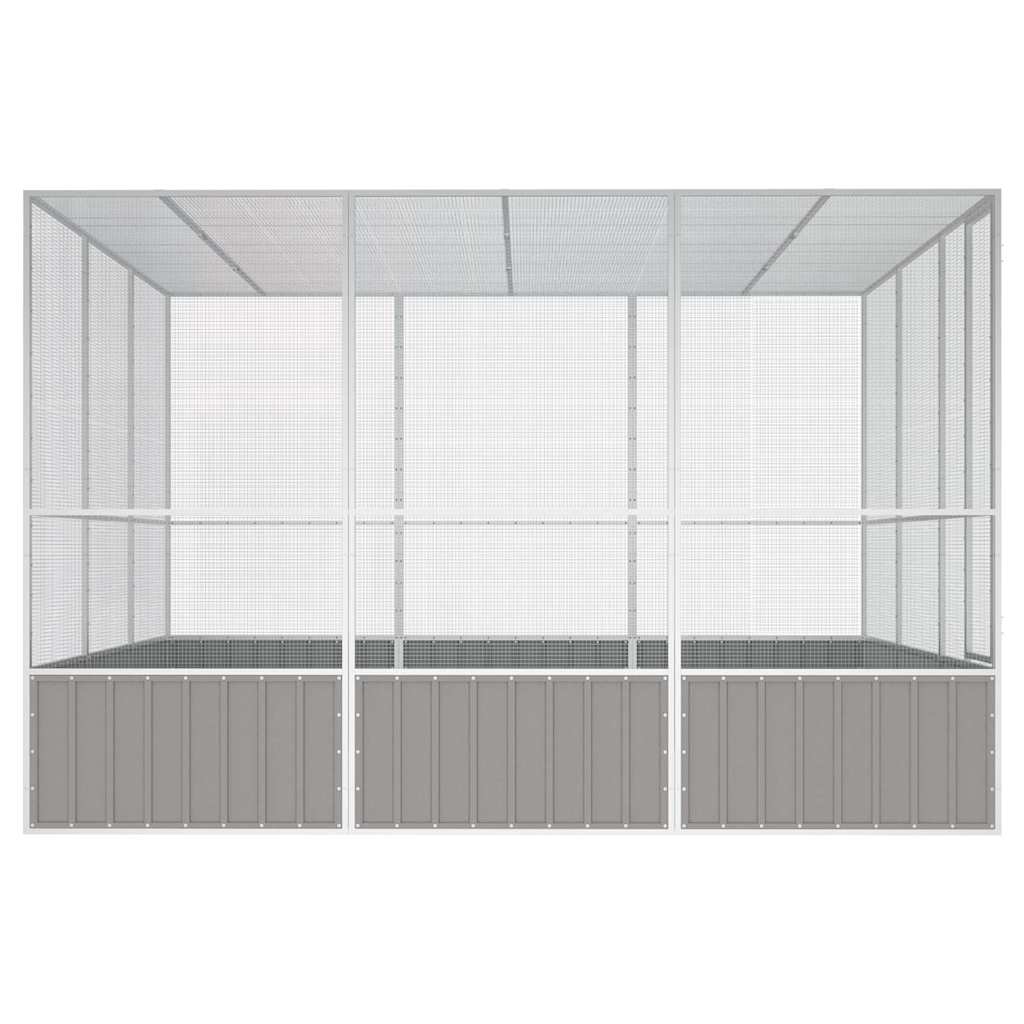 Gaiola p/ pássaros 302,5x324,5x211,5cm aço galvanizado cinzento