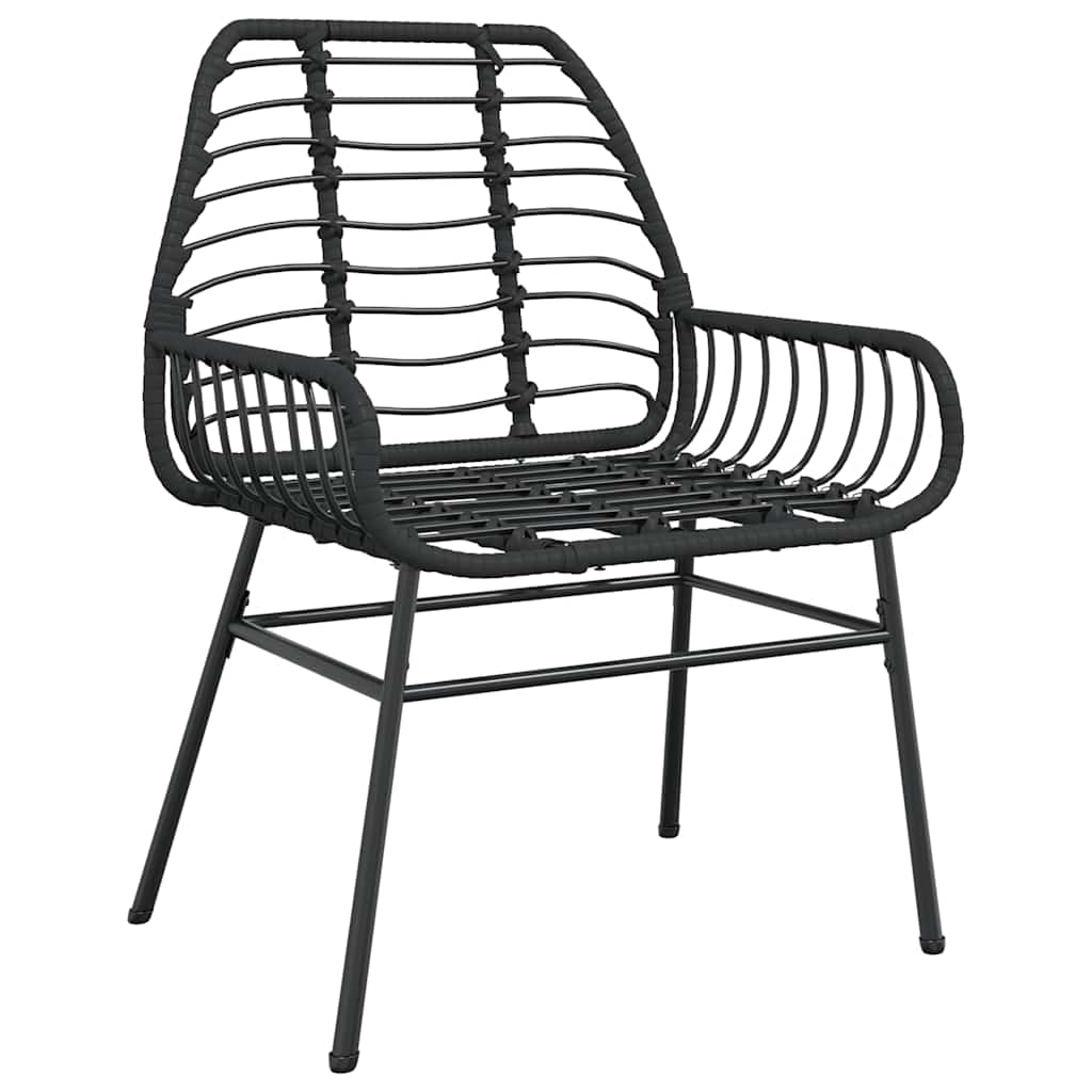 Conjunto de jantar jardim 5 peças vidro vime PE preto