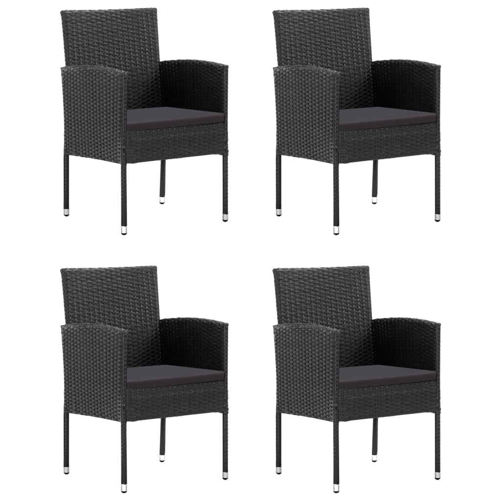 5 Pcs conjunto de jantar para jardim preto