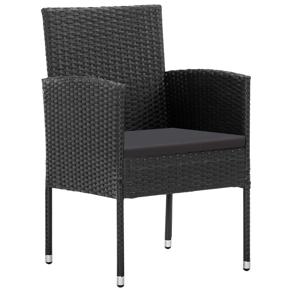 5 Pcs conjunto de jantar para jardim preto