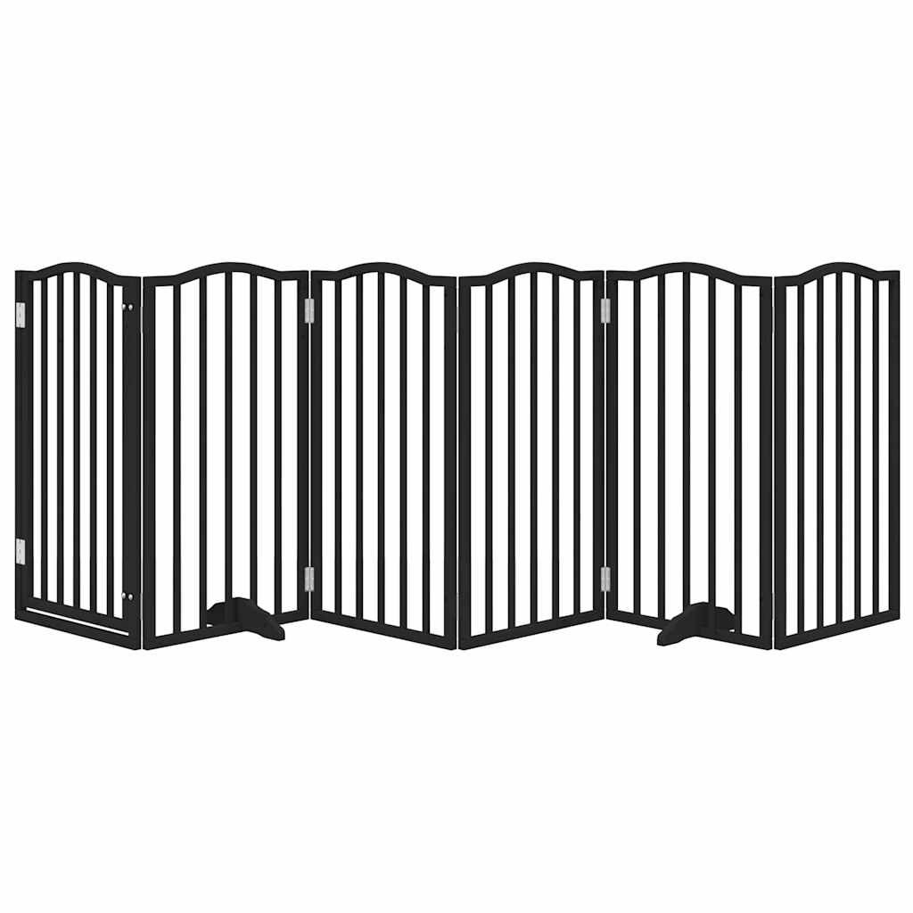 Portão p/ cães com porta dobrável 6 painéis 300 cm álamo preto