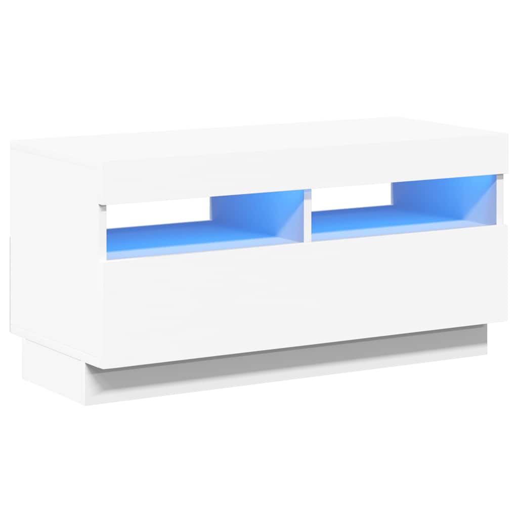 Móvel de TV com luzes LED 80x35x40 cm branco