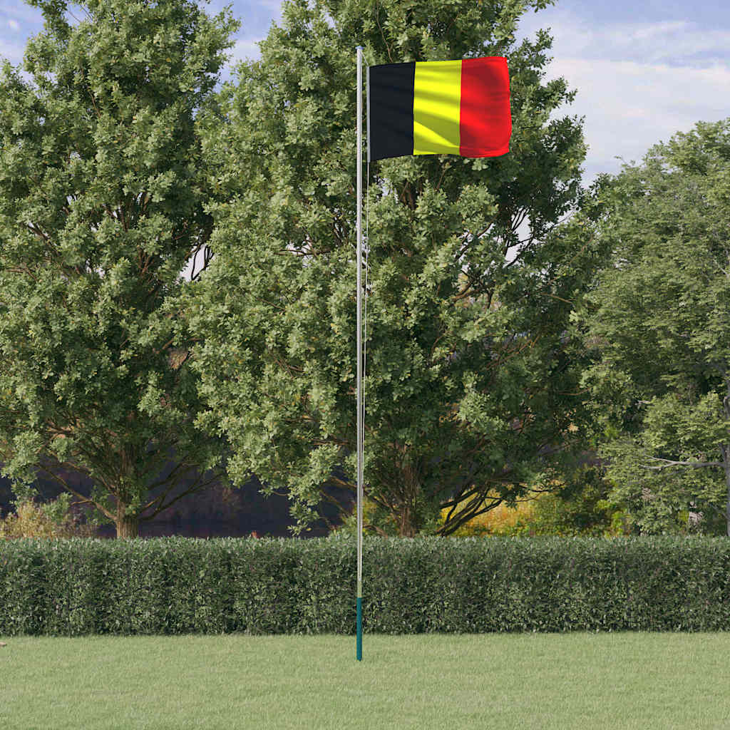 Bandeira da bélgica e mastro 6,08 m alumínio