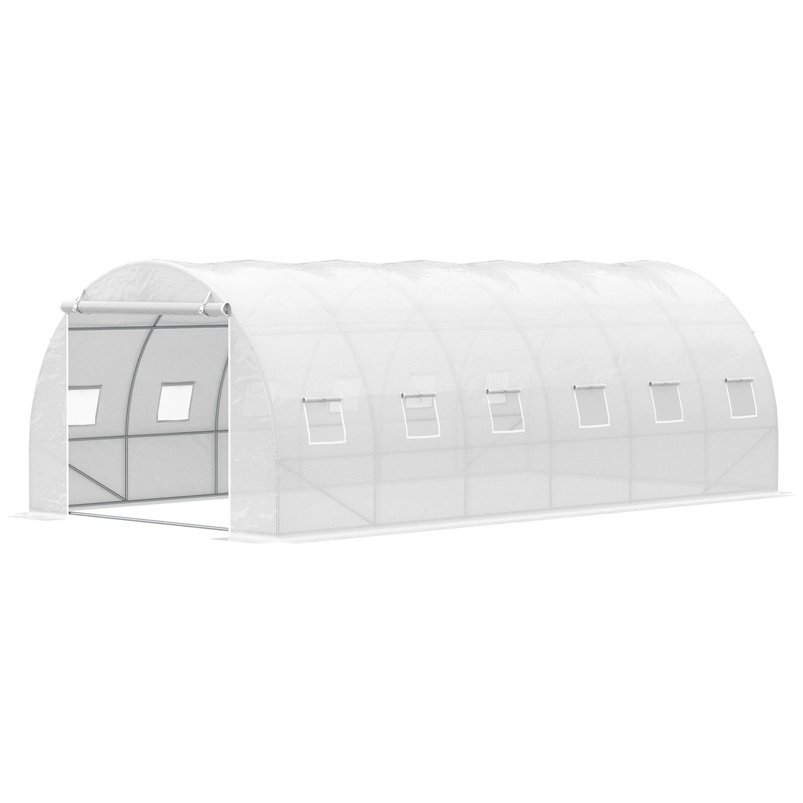 Estufa de Túnel 600x300x200cm com Porta Enrolável 12 Janelas Cobertura de PE 140g/m² e Metal Galvanizado para Cultivos de Planta