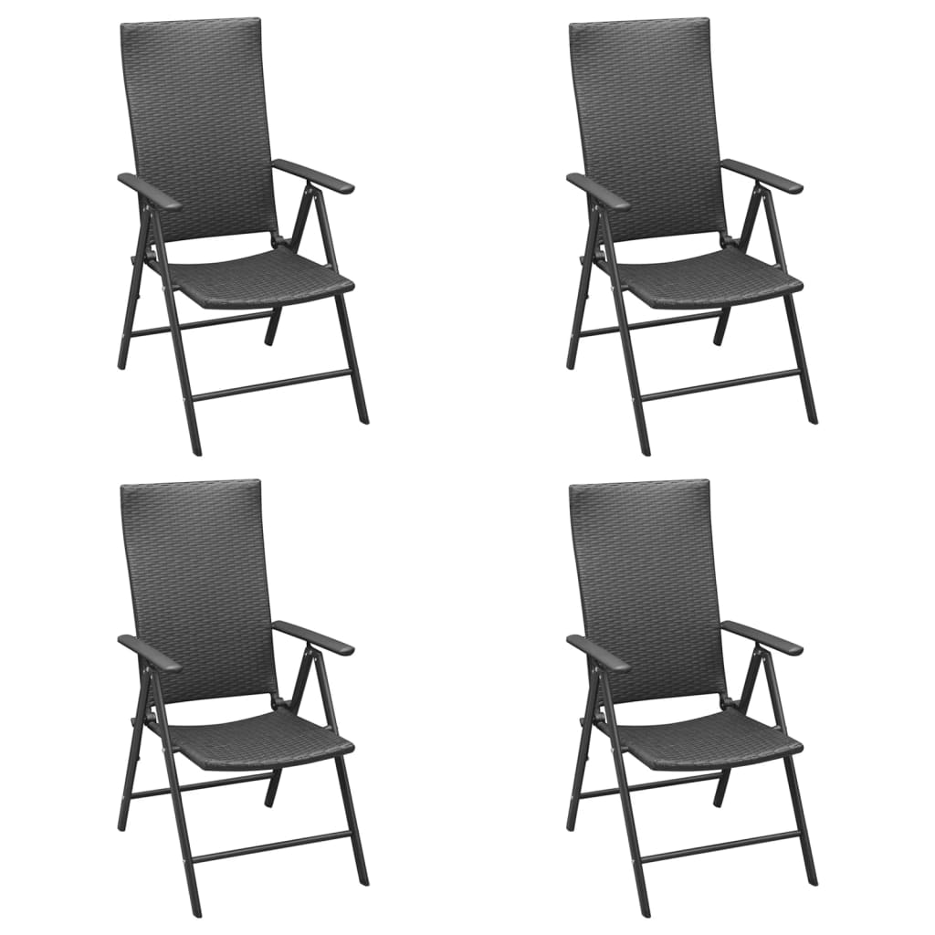 5 Pcs conjunto de jantar p/ jardim vime PE preto