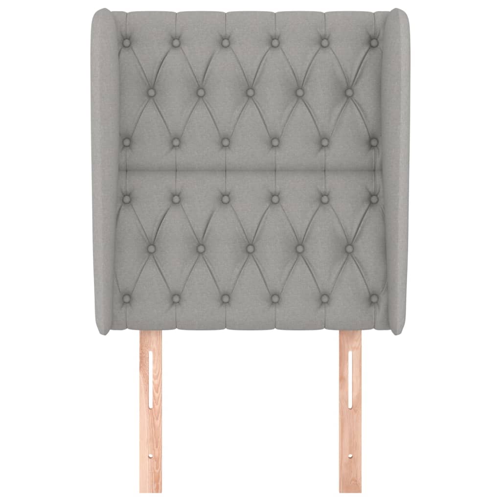 Cabeceira de cama c/ abas tecido 83x23x118/128cm cinzento-claro